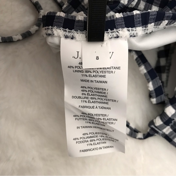J.Crew Navy Blue Textured Seersucker Gingham One Piece Swimsuit Size 8 - Picture 8 of 15